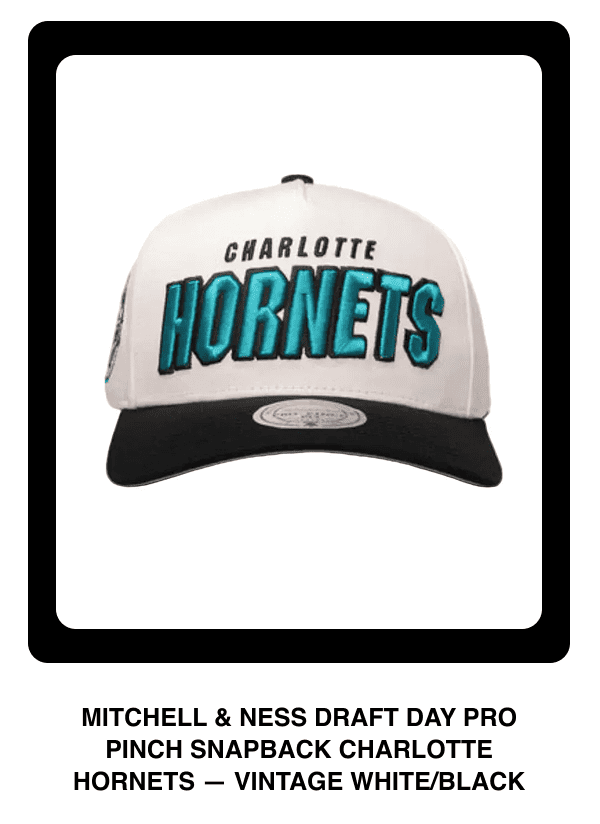 Mitchell & Ness Draft Day Pro Pinch Snapback Charlotte Hornets - Vintage White / Black