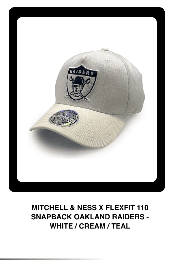 Mitchell & Ness X Flexfit 110 Snapback Oakland Raiders - White / Cream / Teal