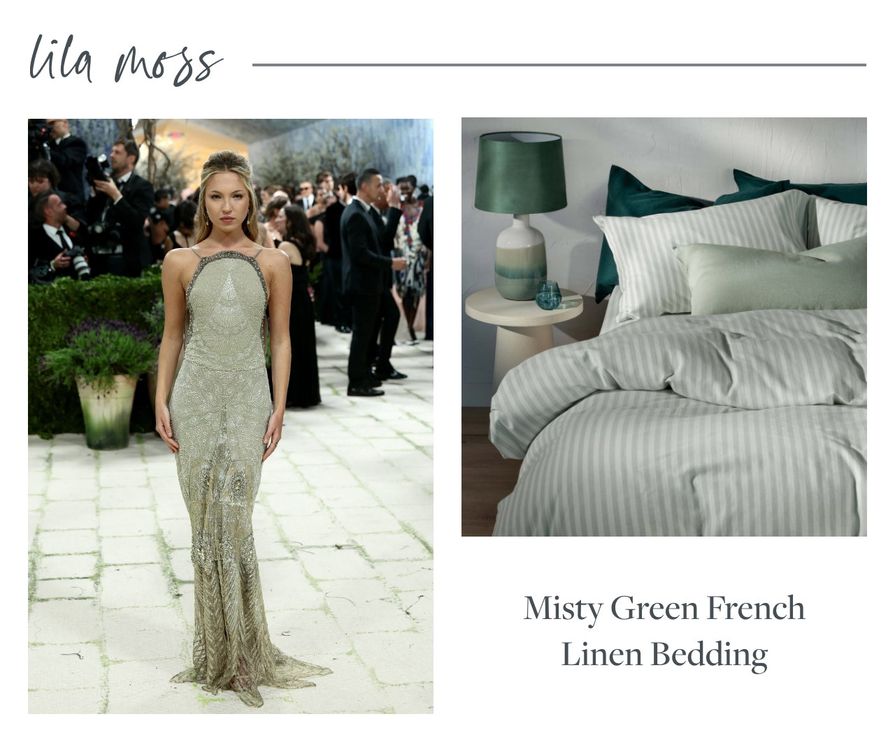 Misty Green French Linen Bedding and Bed Sheets