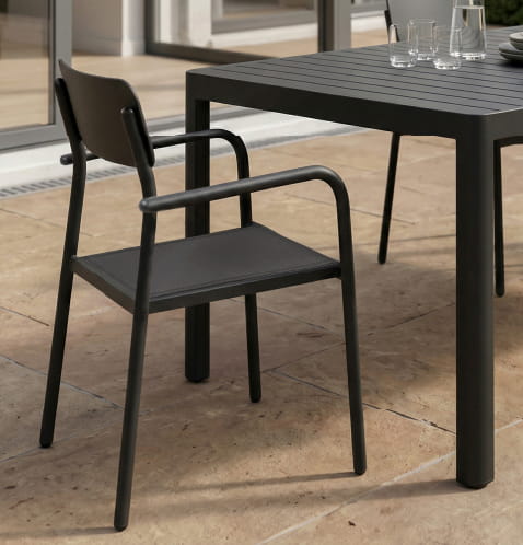Chaise de jardin en aluminium gris Kaïa (lot de 2)