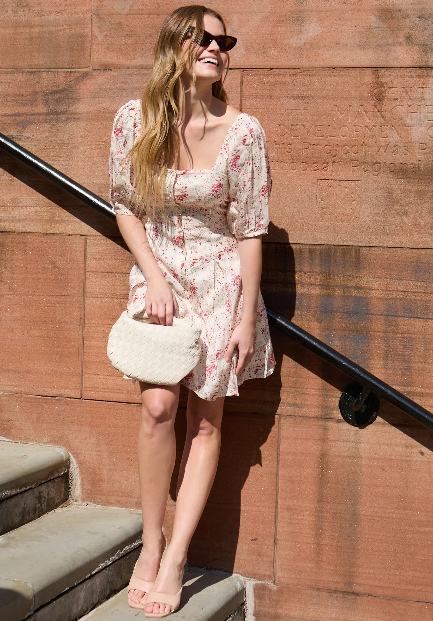 Image of India Button Front Wishing Well Floral Print Mini Dress In Multi