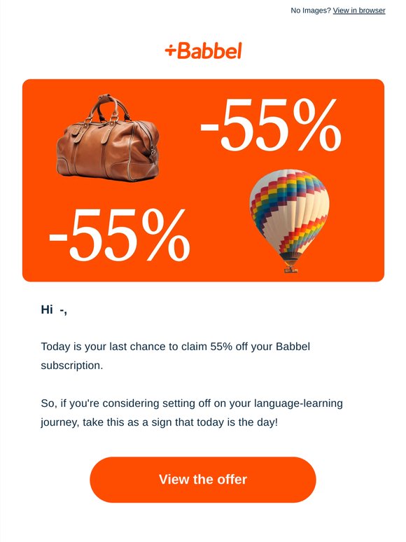 Last chance: get 55% off a year of Spanish