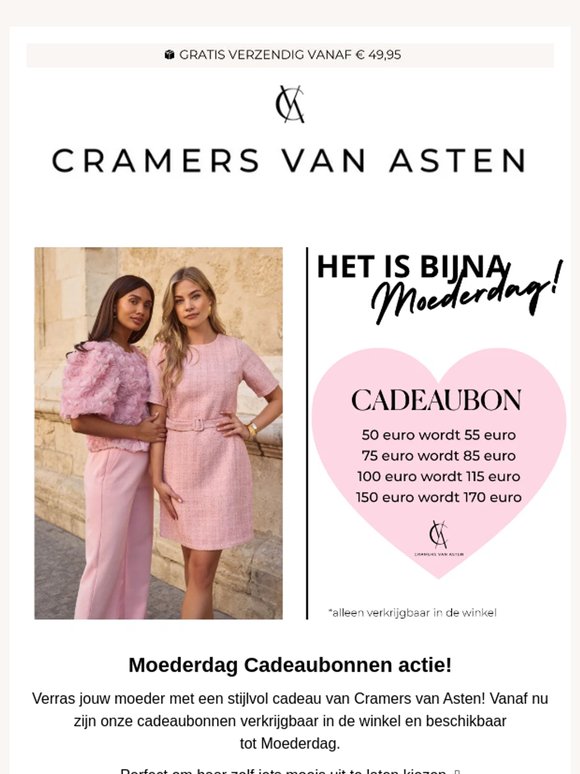 Moederdag weekend bij Cramers van Asten & waardecheque verloopt bijna!