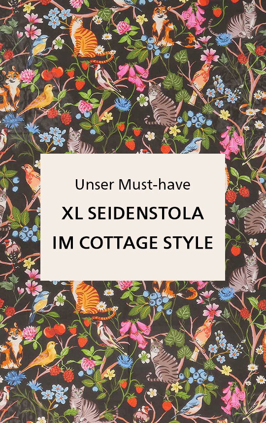 XL-Seidenstola mit Pflanzen- und Tier-Design - vielseitig tragbar