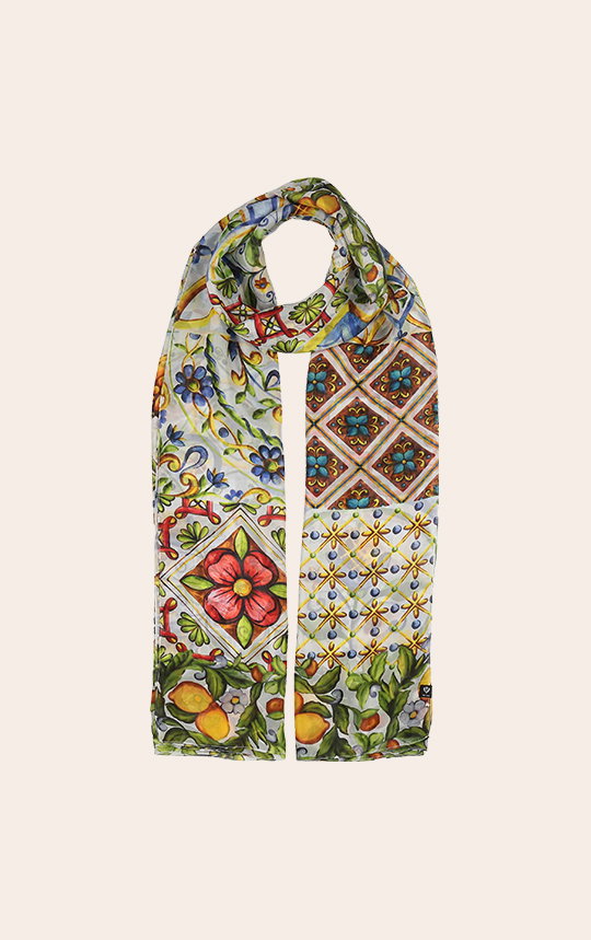 XL-Seidenstola mit Mosaik-Design - vielseitig tragbar