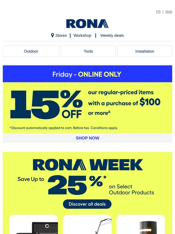 RONA WEEK: Save Up to 25% on Outdoor Living