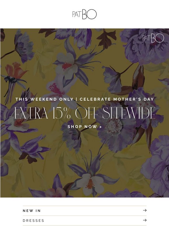 EXTRA 15% OFF SITEWIDE | ONLY THIS WEEKEND