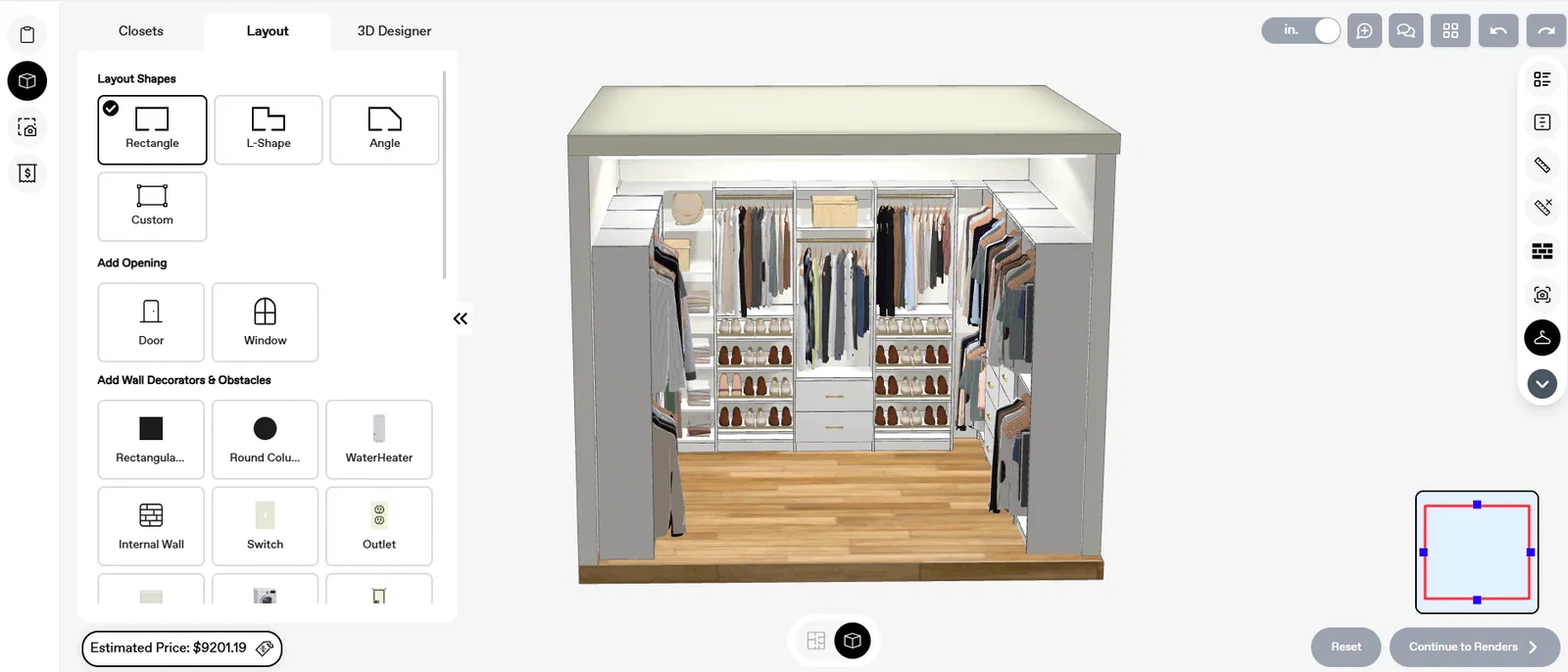 White square closet