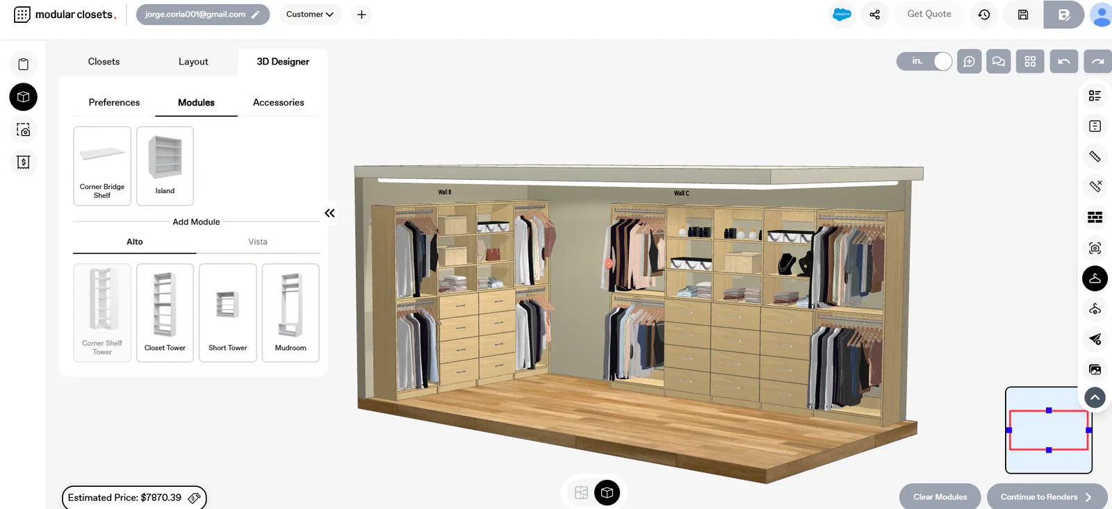 Oak wide closet