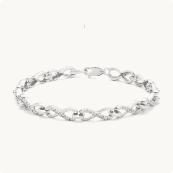 Demitra, Sterling Silver Diamond Infinity Bracelet