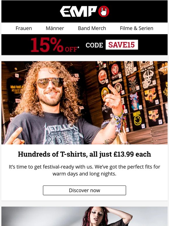 Band merch, fresh styles & 15% OFF - what are you waiting for?