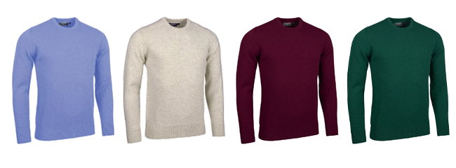 g.MORAR Mens Crew Neck Lambswool Midweight Golf Sweater