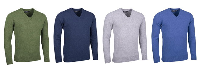 g.LOMOND Mens V Neck Lambswool Midweight Golf Sweater