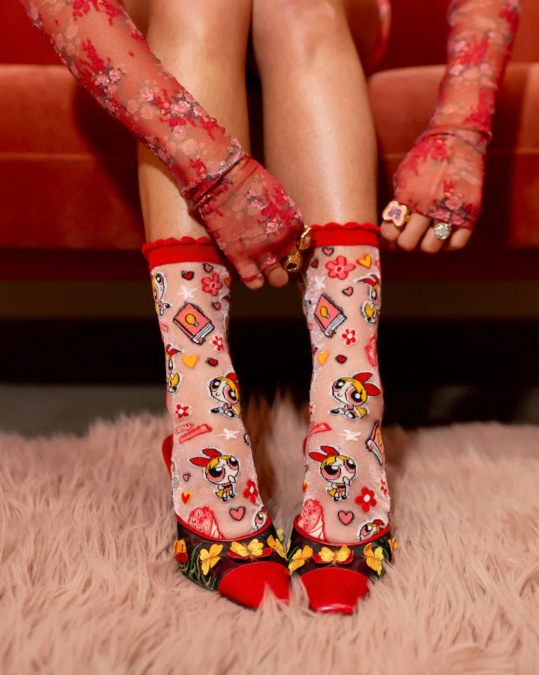 Image of The Powerpuff Girls™ Blossom Shimmer Sheer Crew Sock