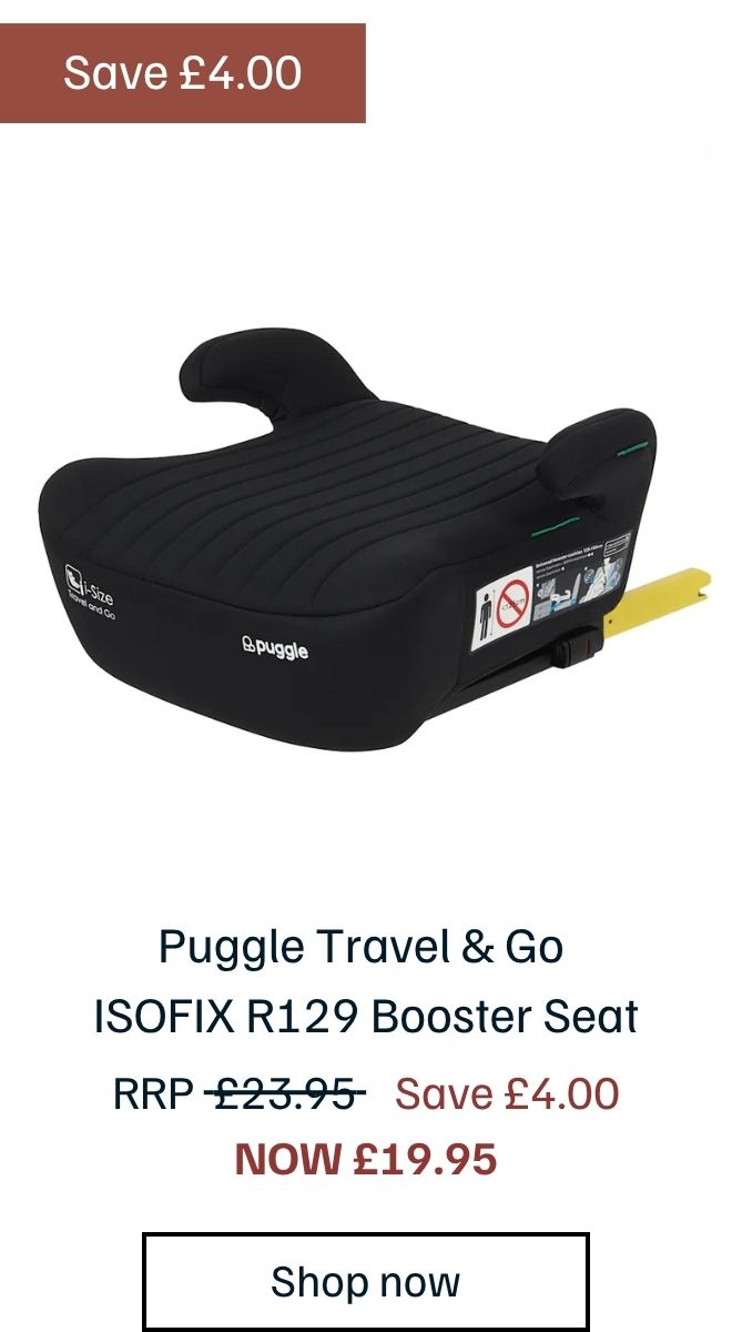 Puggle Travel & Go ISOFIX R129 125-150cm ISOFIX Eco Backless Booster Seat - Storm Black (6-12 Years)