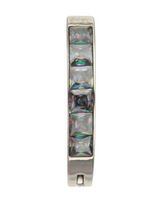 ASTM F-136 Titanium Vitrail CZ Hinged Bar Belly Ring - 14 Gauge