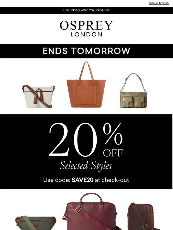 20% Off Selected Styles | Ends Tomorrow