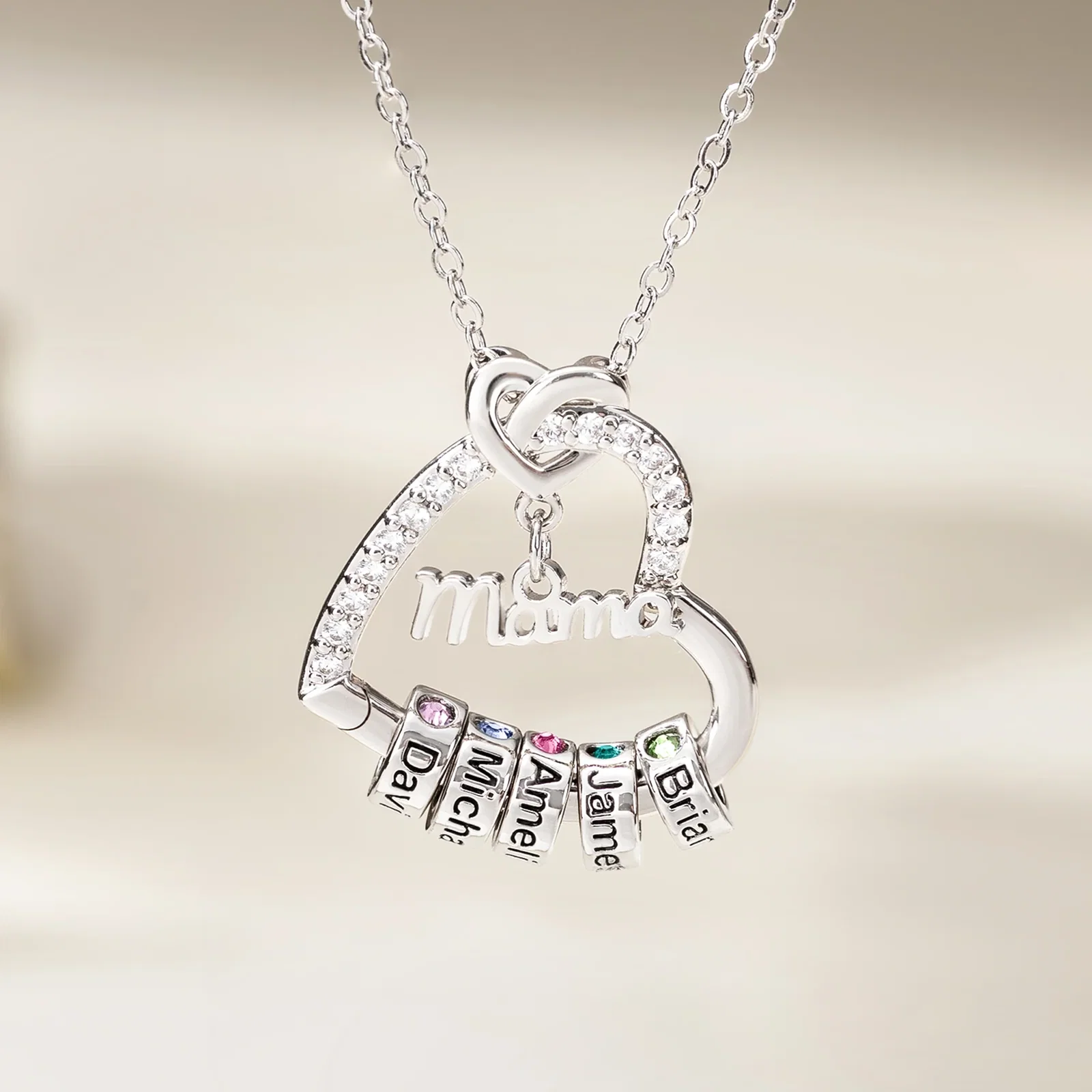 Multiple Rings Heart Necklace
