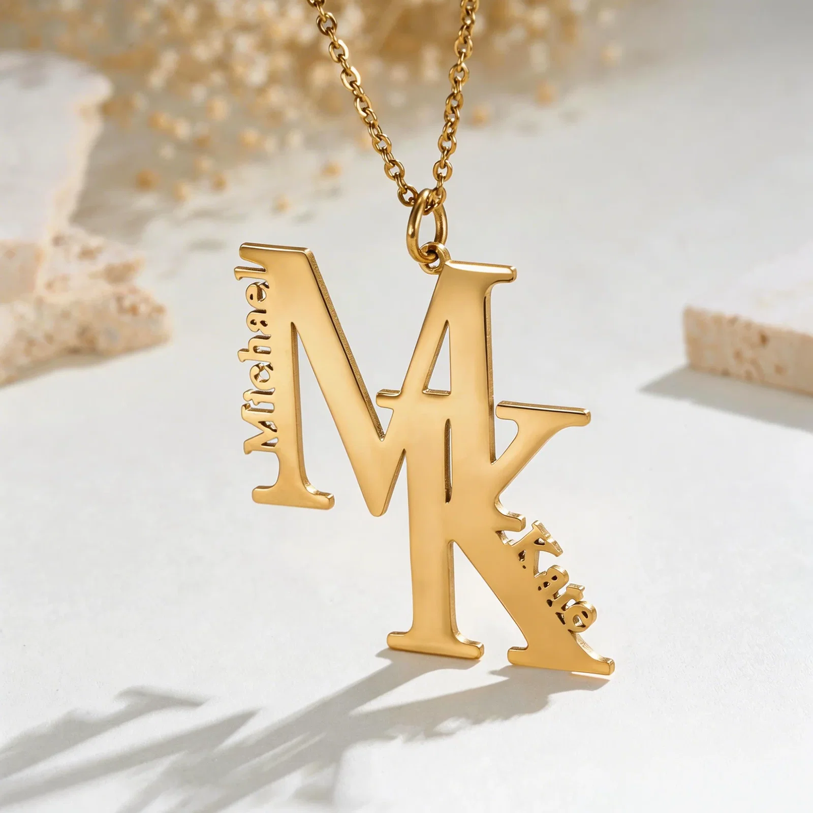 Double Initials Pendant Necklace