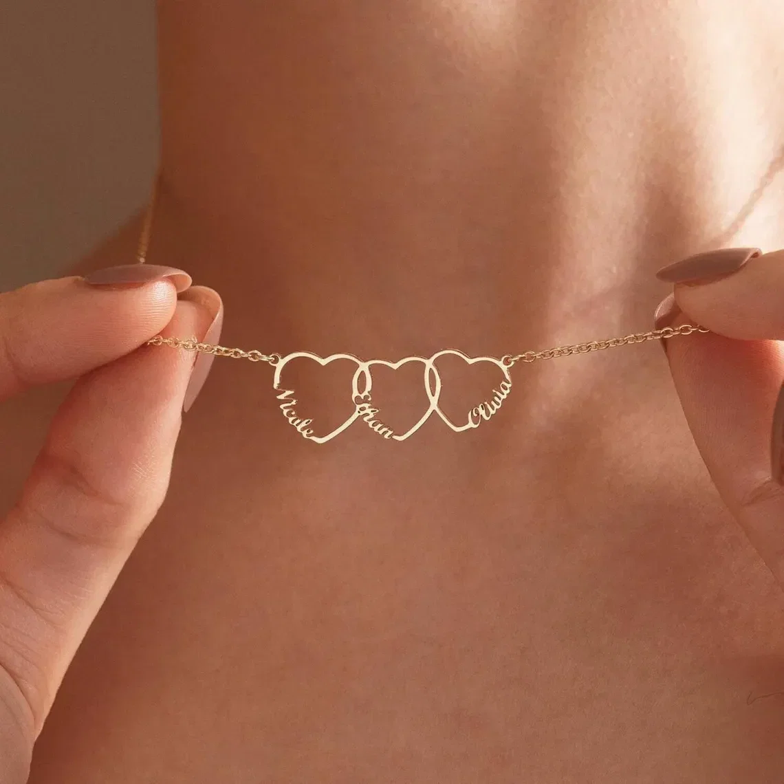 1-4 Interlocked Heart Necklace