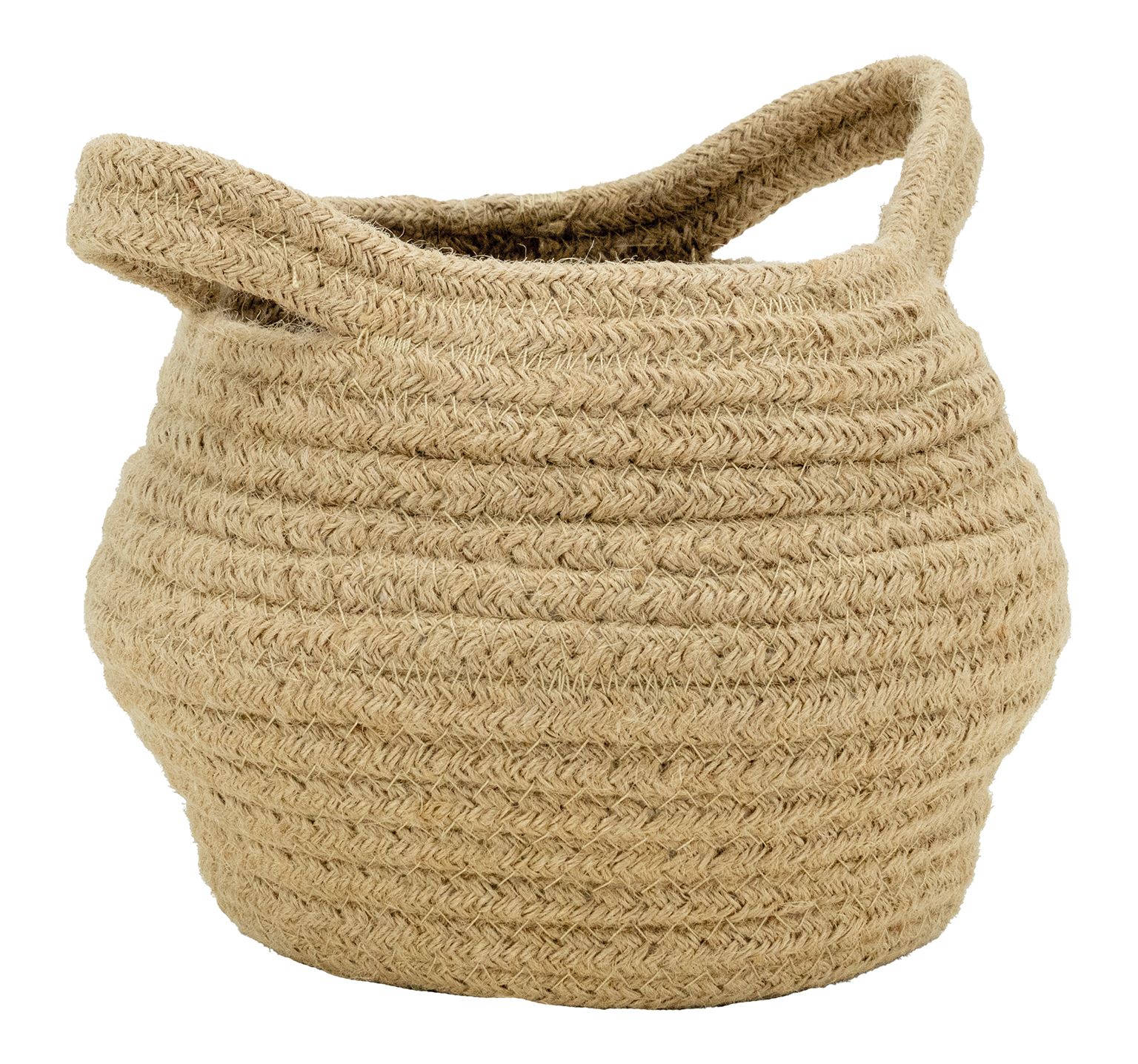 Image of Corbeille ronde en jute naturelle avec 2 poignées