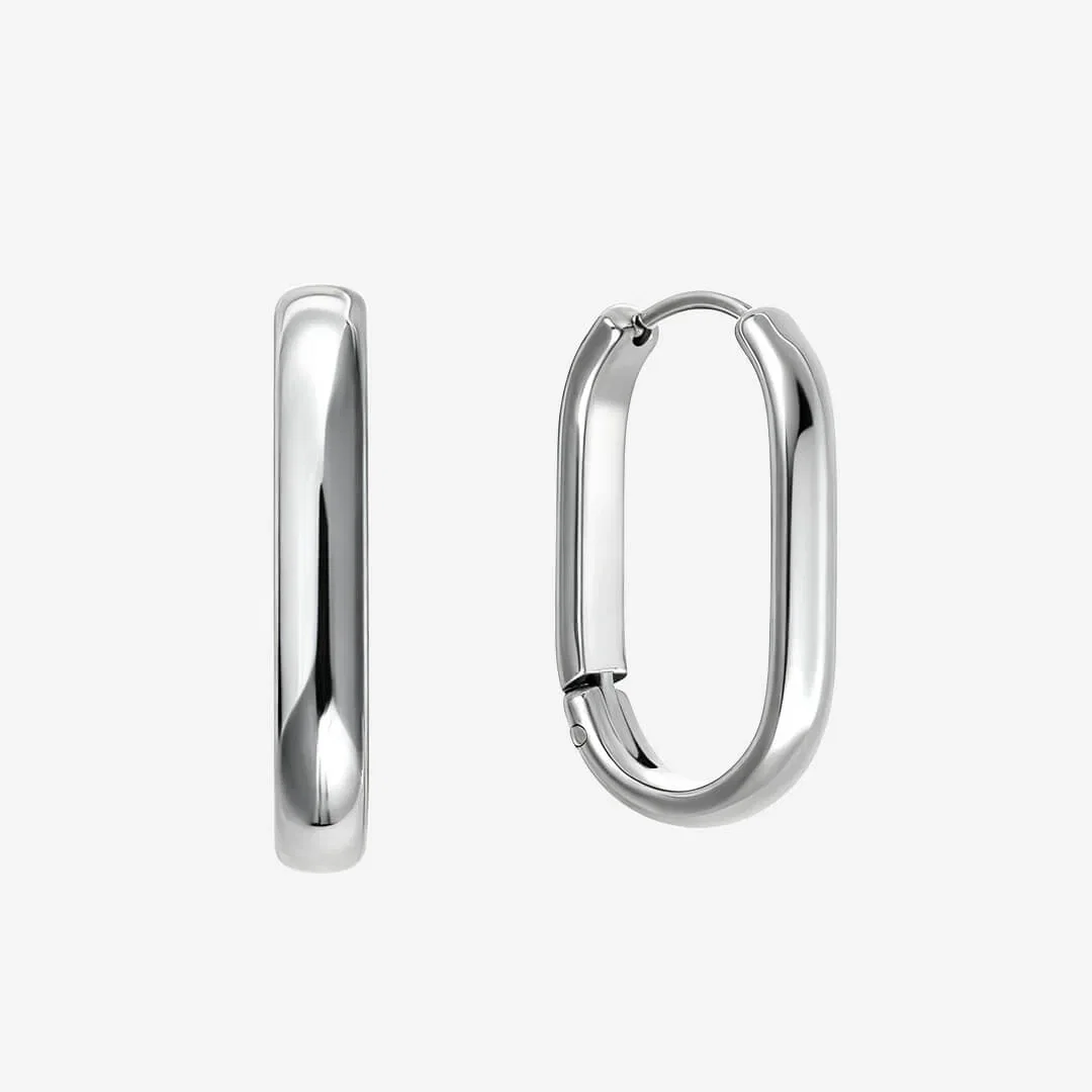 Image of Harper Oval Hoop Earrings - Silver