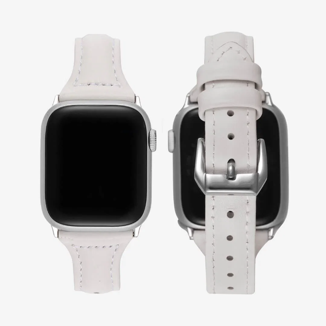 Image of Slim Leather Apple Watch Band - White