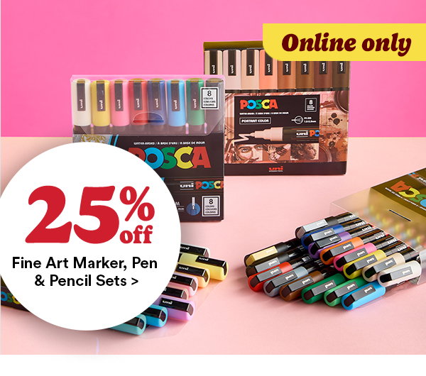 online only. 25% off fine art marker, pen, & pencil sets>
