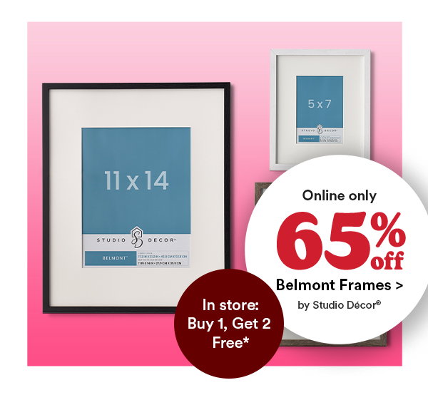 online only 65% off belmont frames > by studio decor. In store: buy 1, get 2 free*