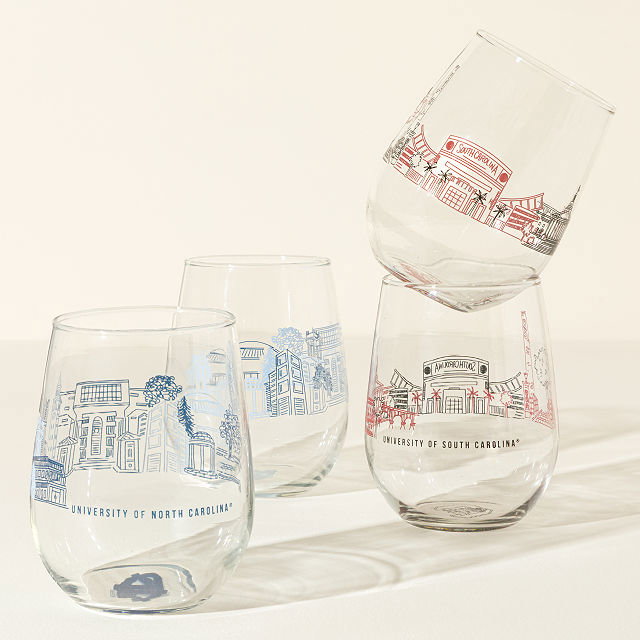 College Cityscape Wine Glasses - Set of 2