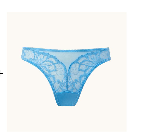 Bikini Bumless Panty with Lush Lace in Azure Blue