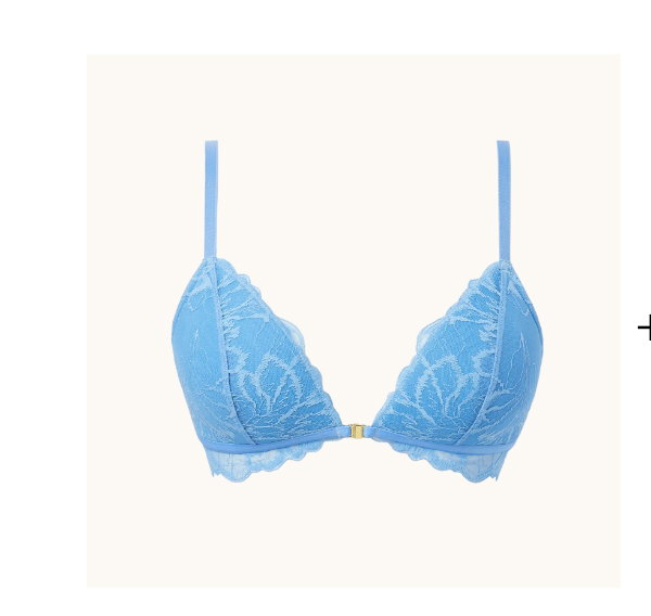 Lightly Lined Bralette with Lush Lace Front Close in Azure Blue