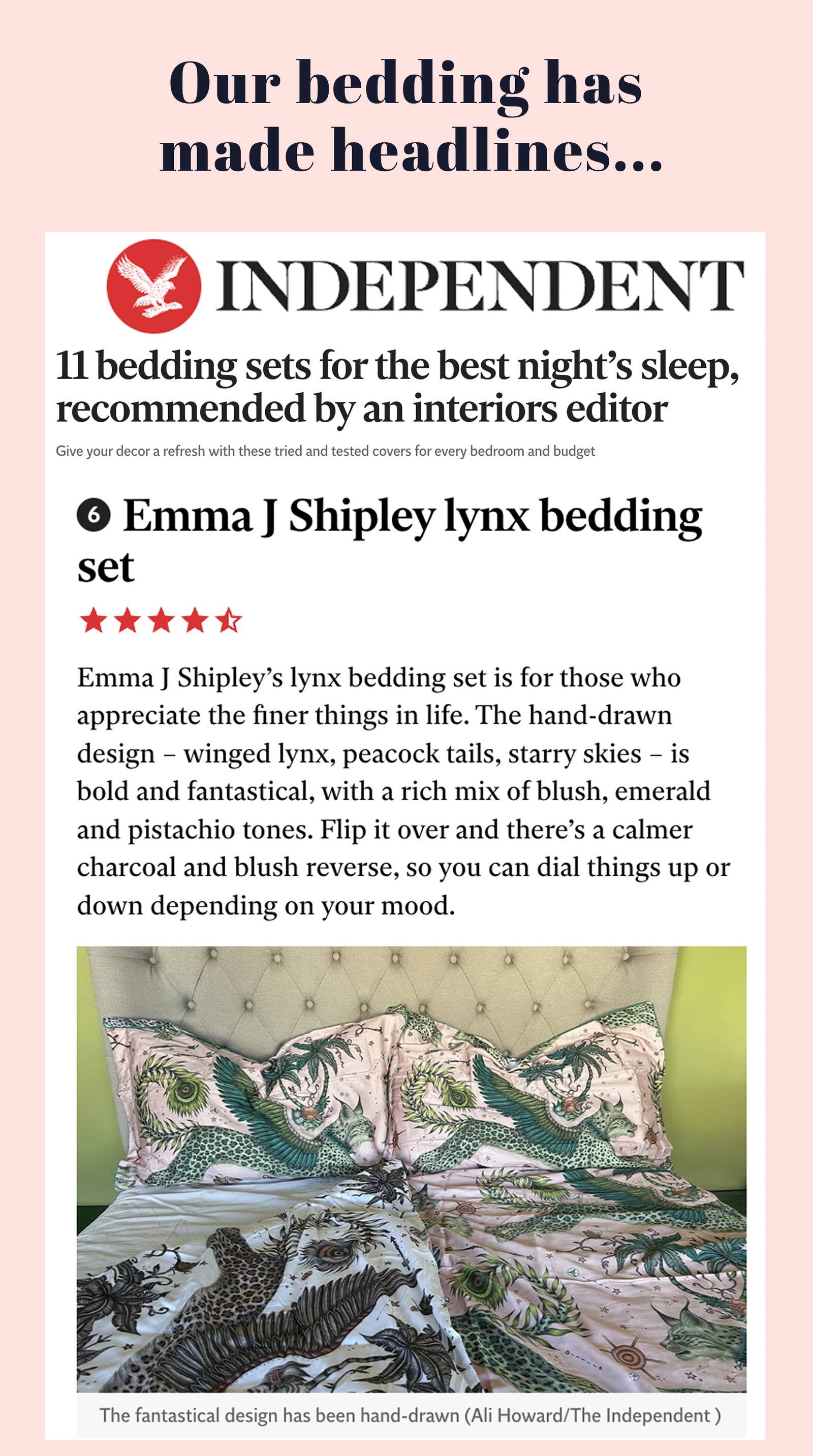 Our bedding has made headlines