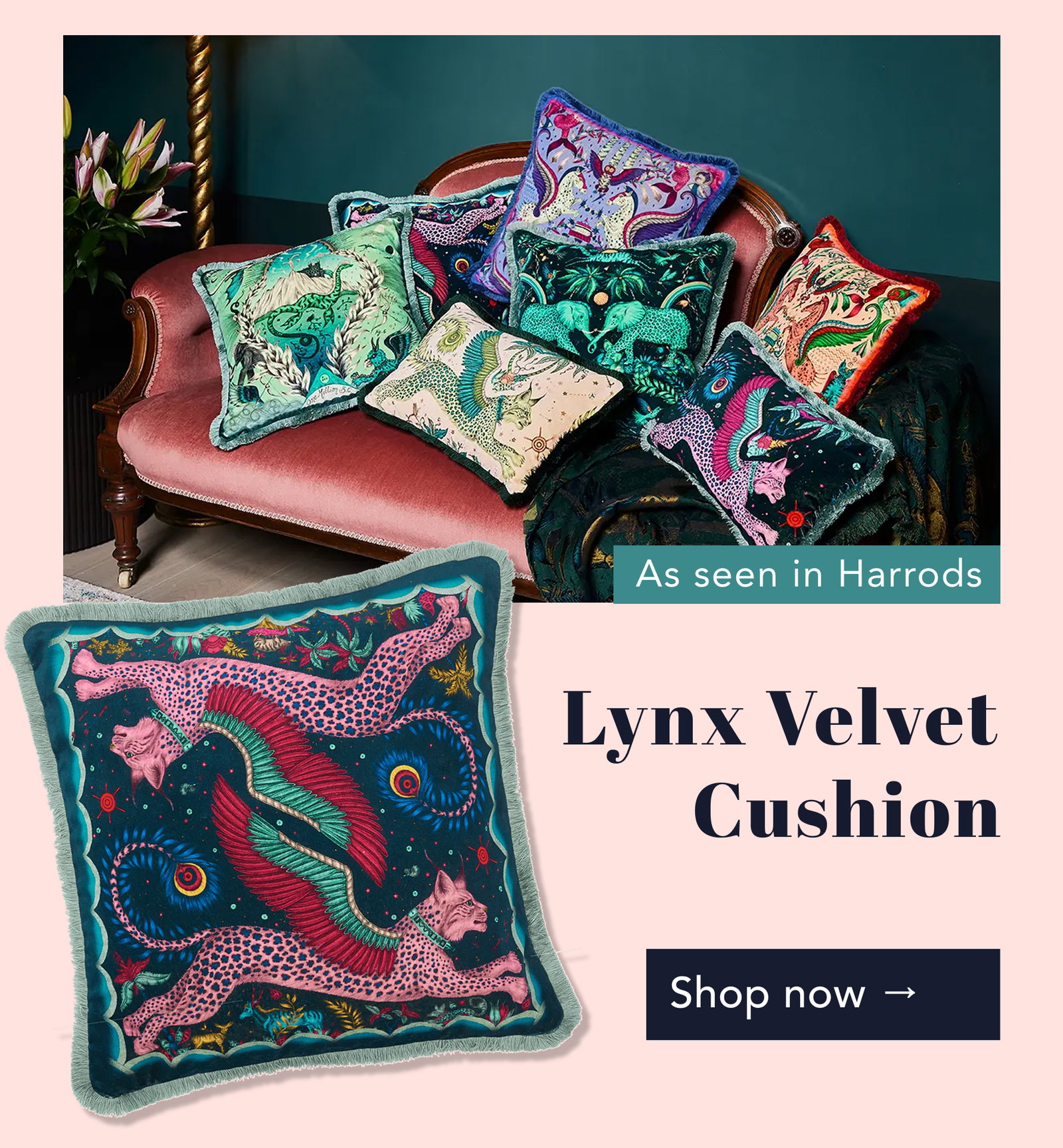 Lynx Velvet Cushion