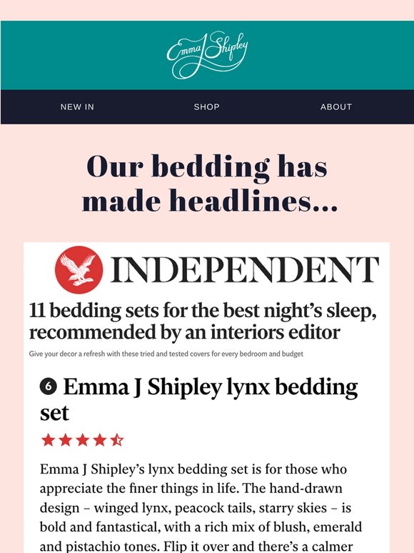 Our bedding has made headlines....