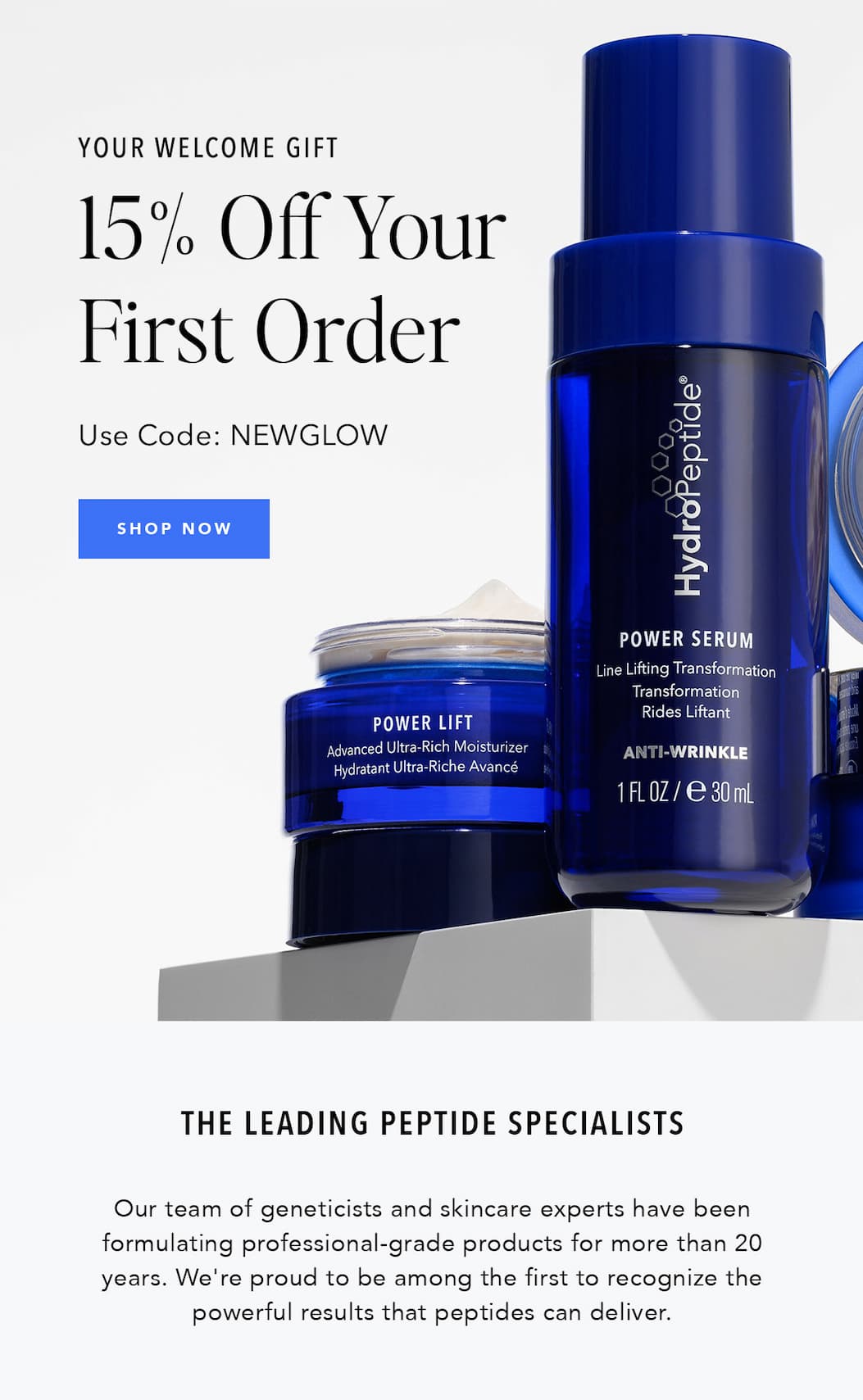 Your welcome gift - 15% off your first order with code NEWGLOW