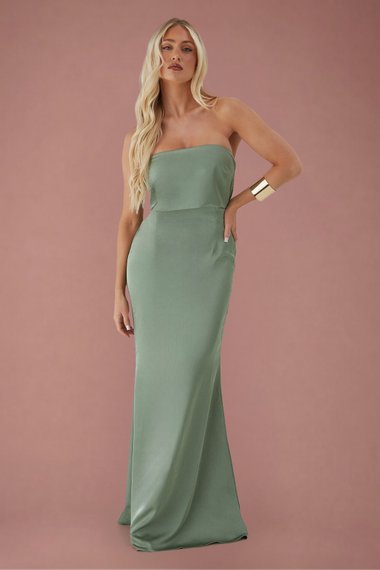 Premium Satin Bandeau Overlay Bridesmaid Dress