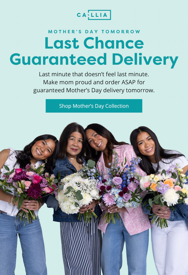 Four women with a Callia's Mother's Day bouquets