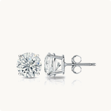 Brilliant-Cut Lab Grown 3/4ctw. EF VS Diamond Stud Earrings in 14k White Gold