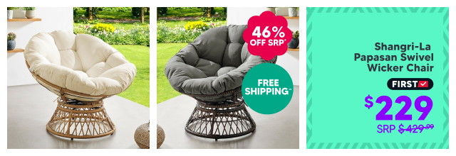 Shangri-La Papasan Swivel Wicker Chair