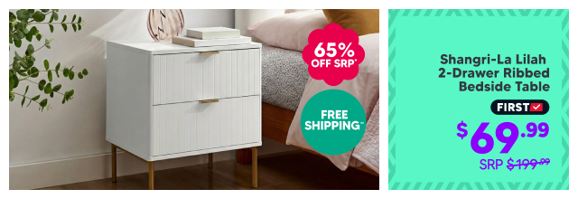 Shangri-La Lilah 2-Drawer Ribbed Bedside Table