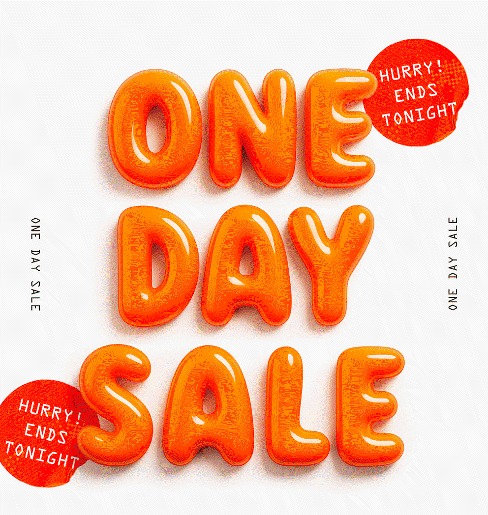 One Day Sale Ends Tonight!