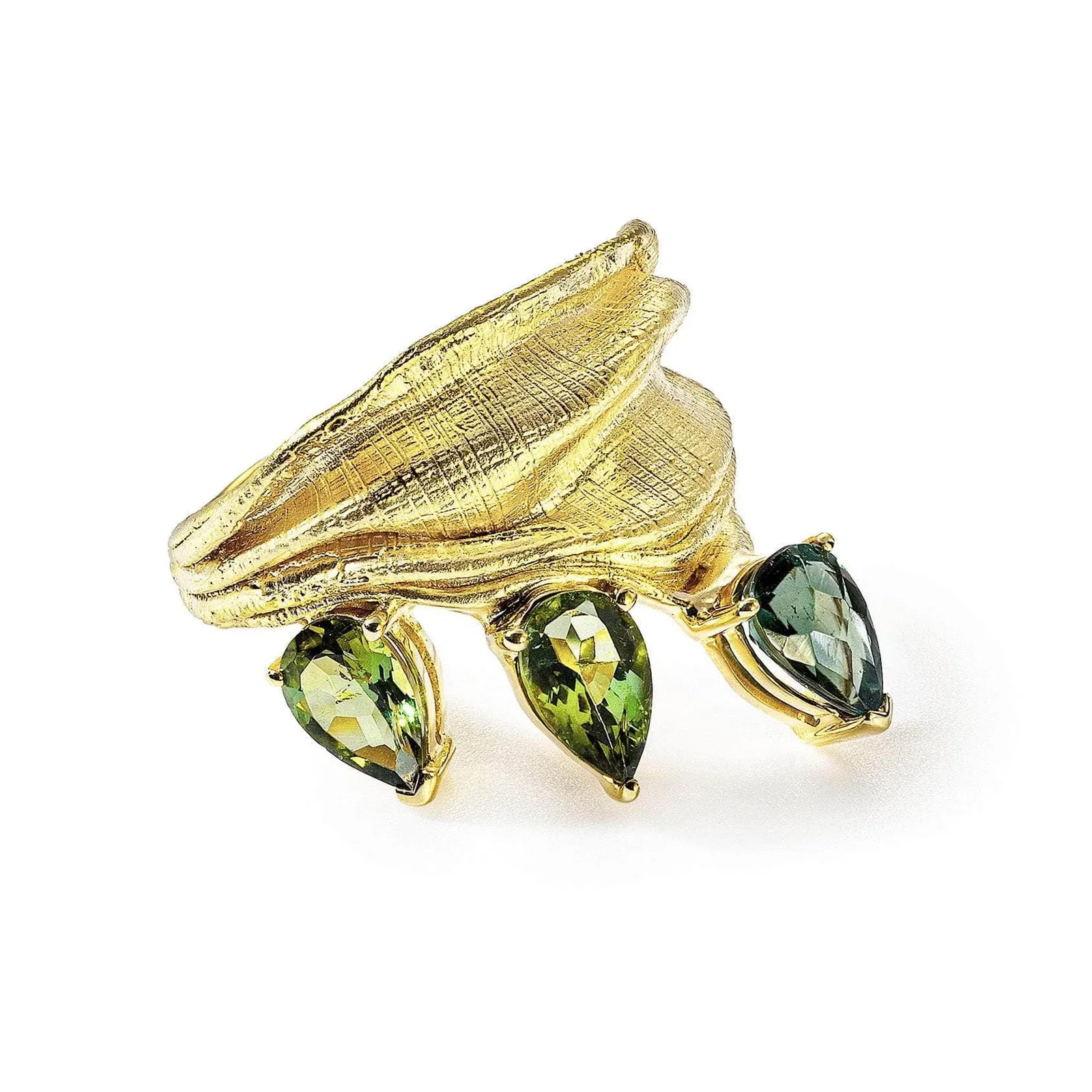 Oya Textured 14K Gold Ring with Natur...