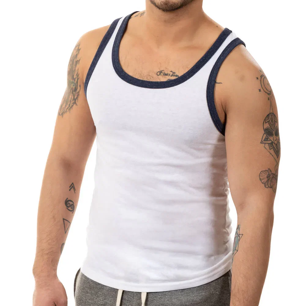 Image of "Varsity Tank" Tri-Blend Tank Top in Pure White