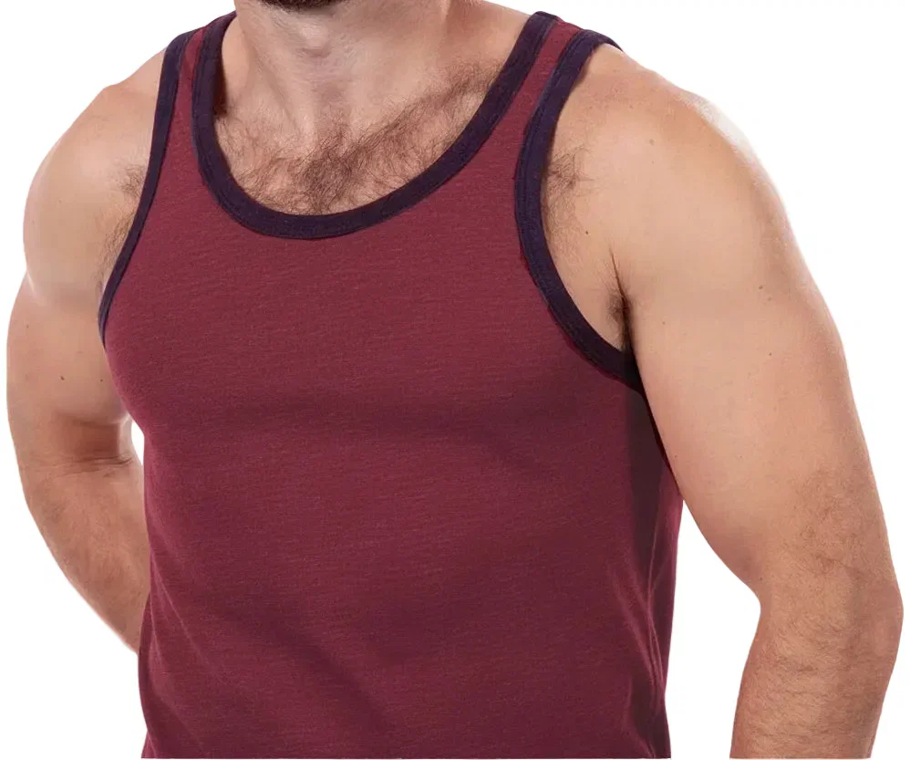 Image of "Varsity Tank" Tri-Blend Tank Top in Red Wine Heather