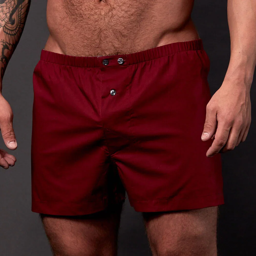 Image of "KARL" - Solid Burgundy Slim-Cut Boxer Short - Made In USA