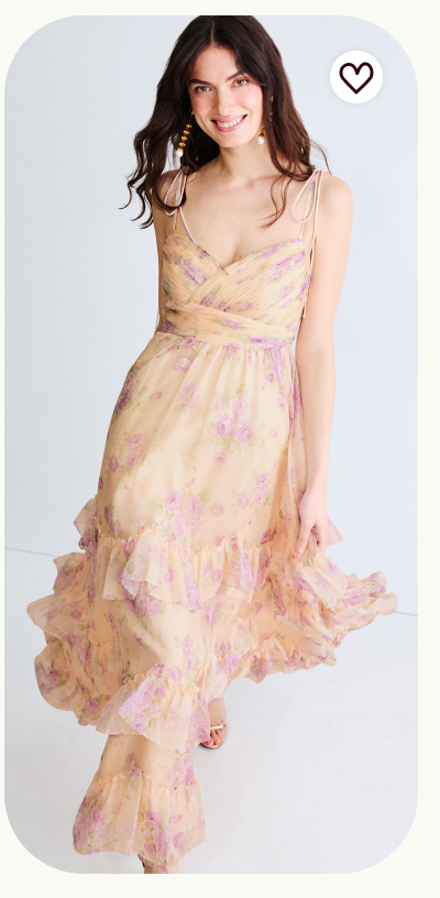 Floral Chiffon Sleeveless Ruffle Gown