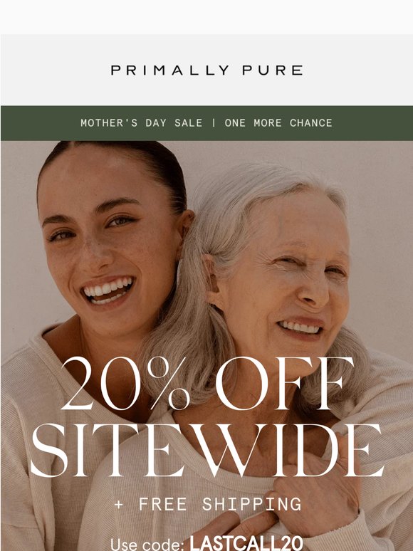 Free shipping + 20% off sitewide