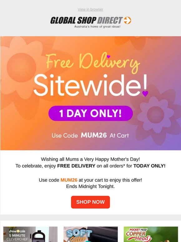 Happy Mother's Day! Enjoy Free Delivery