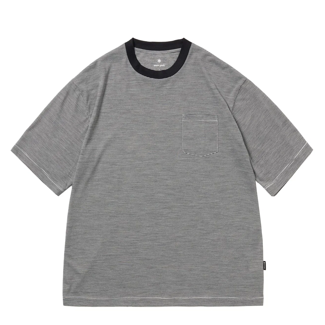 Image of Snow Peak Summer Wool Stripe T-Shirt - Black